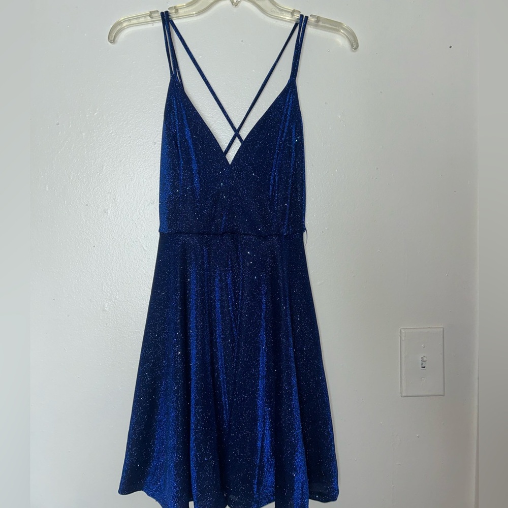 & Other Stories Blue Sparkle Mini Dress